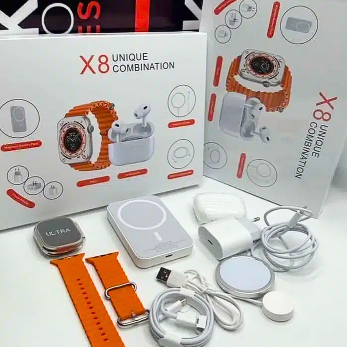 X8 Ultra Max Fusion - Control total desde tu muñeca + Audífonos + Power Bank