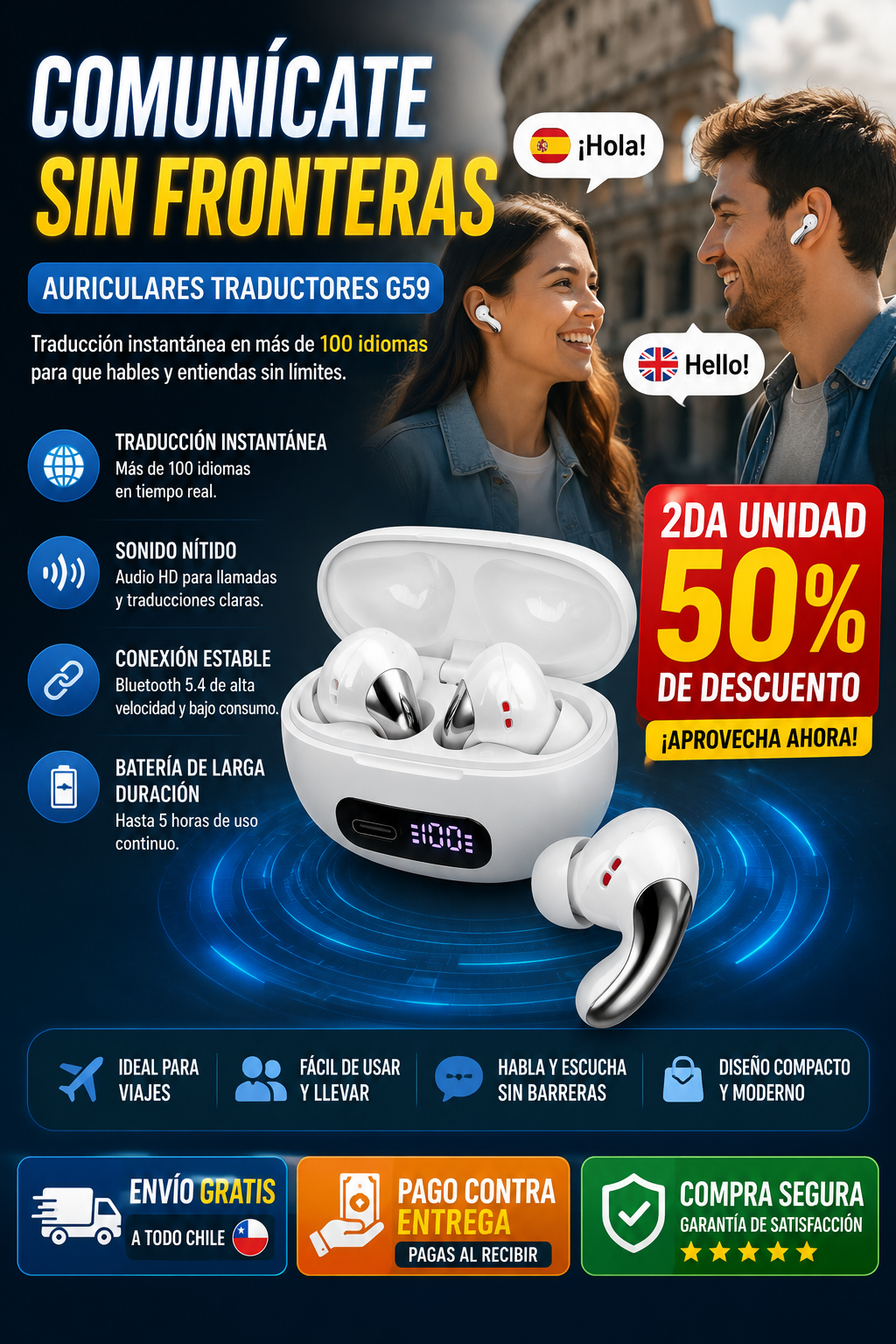 LinguaBuds G59 - Traduce al instante donde estés