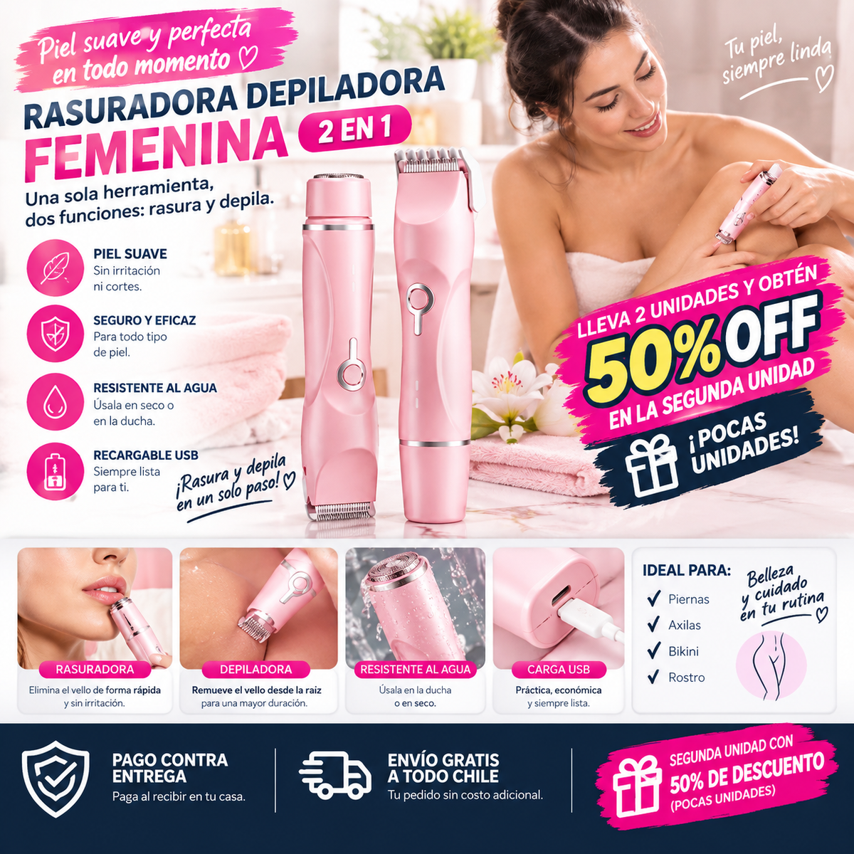 SilkEdge - Depilación sin dolor desde casa 2 en 1