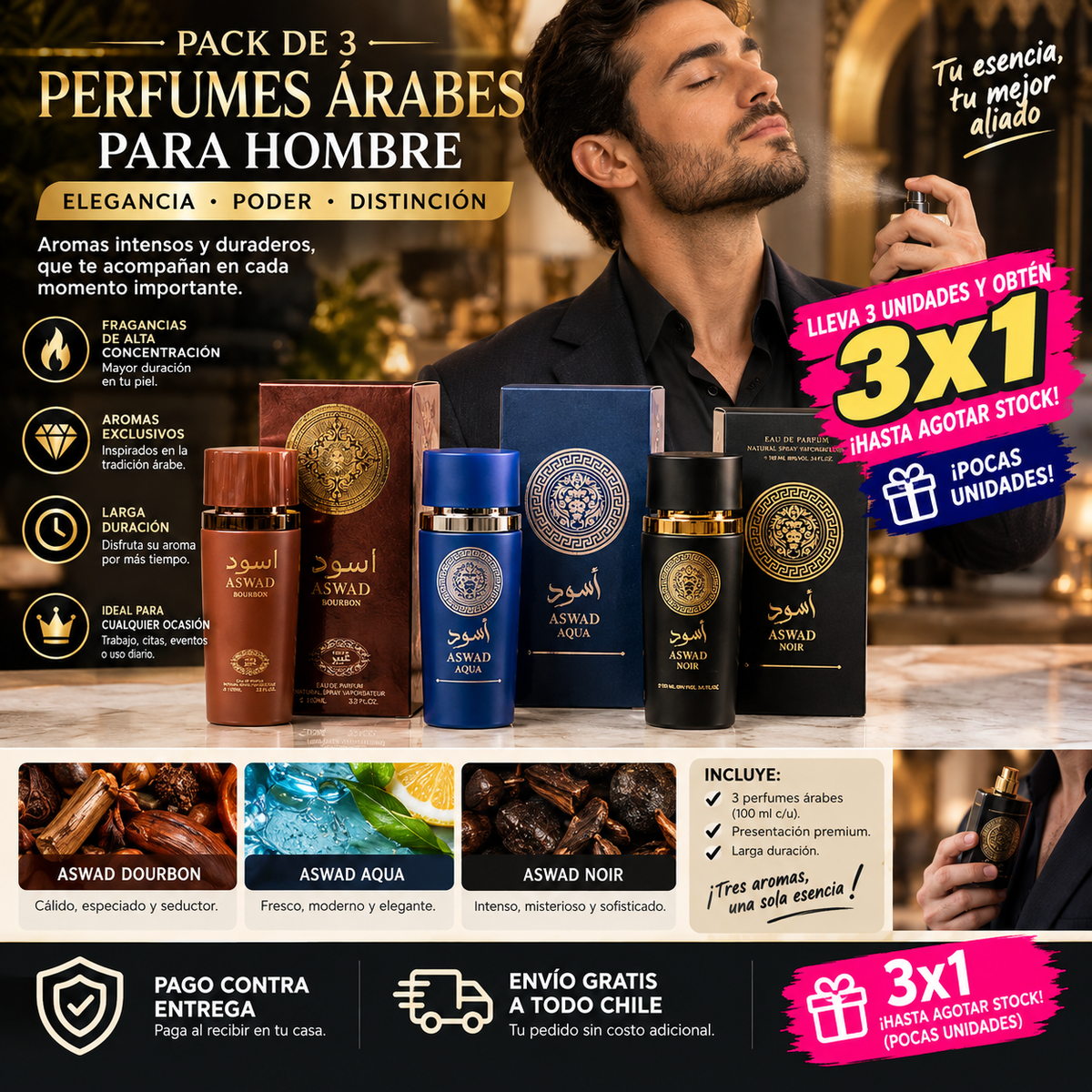 Aswad Prestige Pack - Lujo árabe en un solo pack 3x1