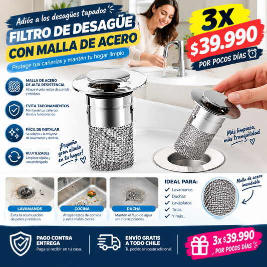 CleanDrain Pro - Atrapa tus Anillos, el cabellos antes del desagüe Aprovecha 3 x