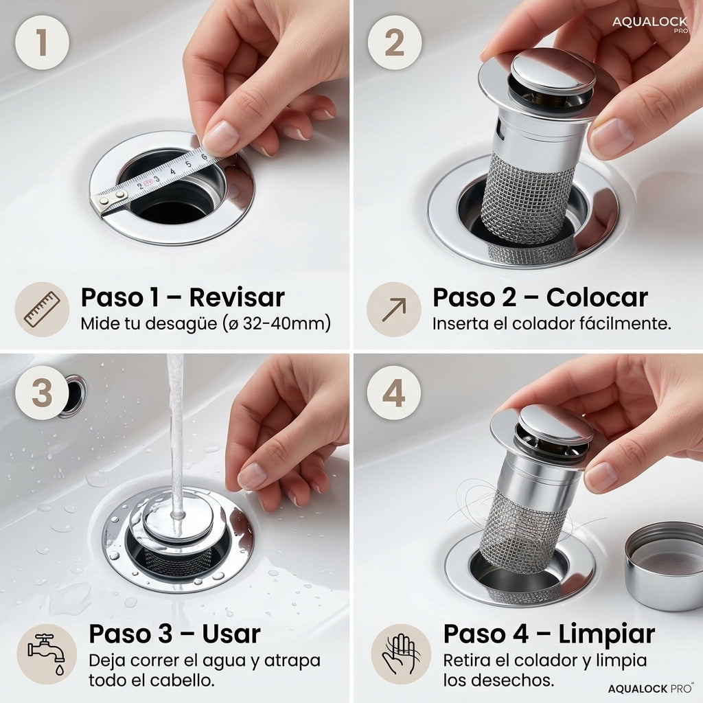 CleanDrain Pro - Atrapa tus Anillos, el cabellos antes del desagüe Aprovecha 3 x