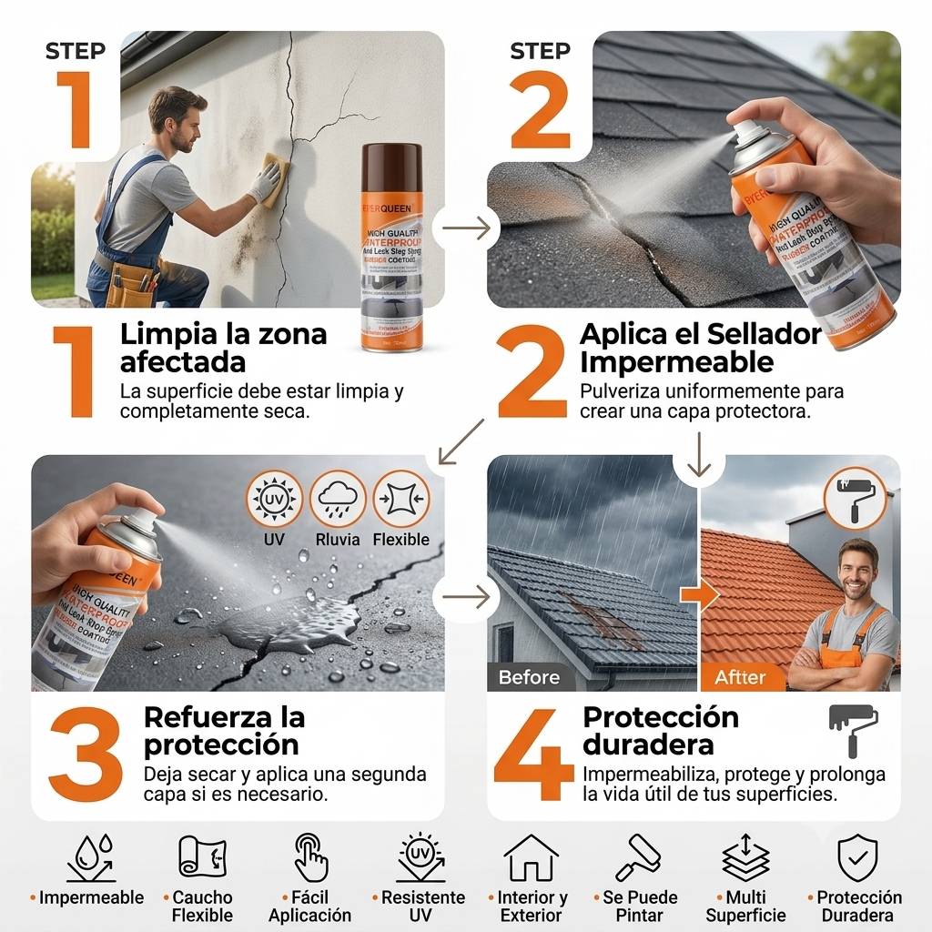 Spray Sellador Impermeable Para Techo