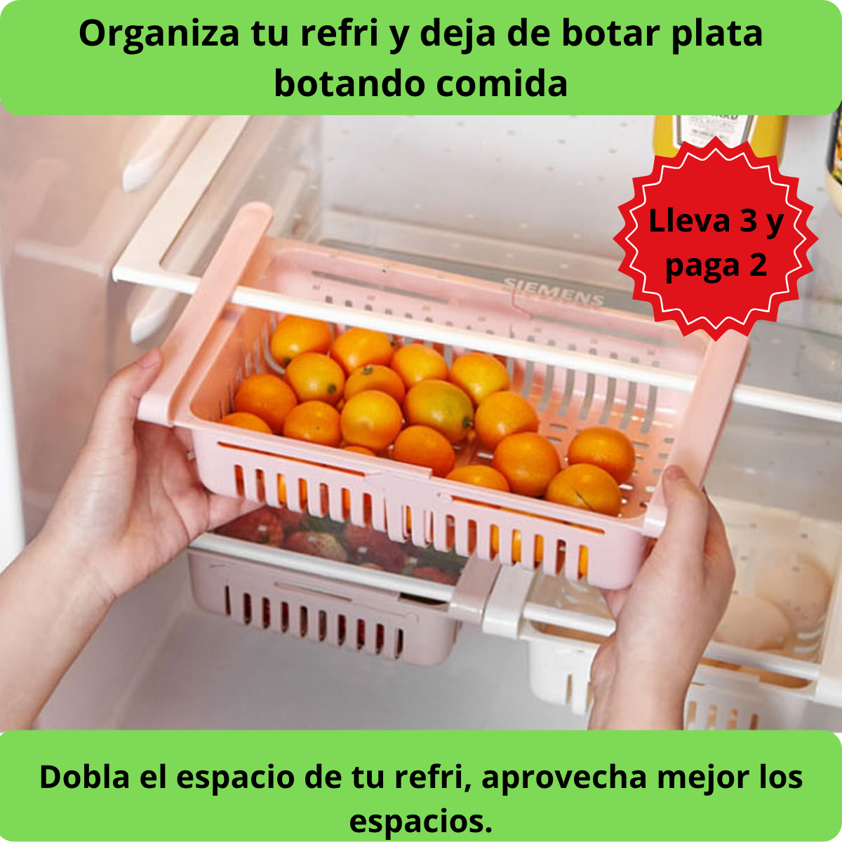 Mega Pack de 4 bandejas Extensibles para Refrigerador