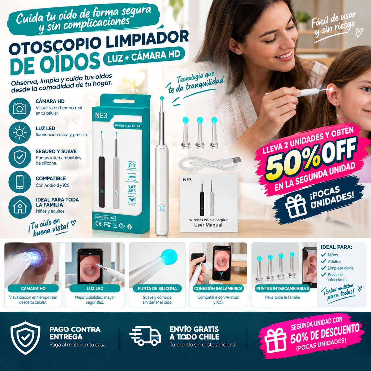 OtiClear Pro - Ve y limpia tu oído desde el celular