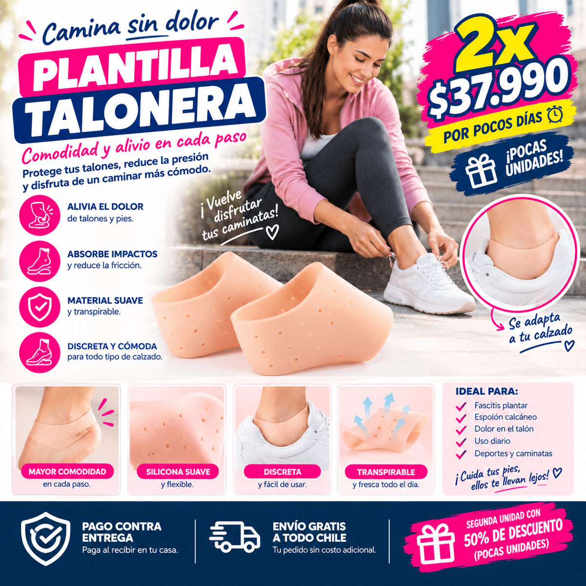 ElevStep - Altura discreta, confort todo el día 2 pares x